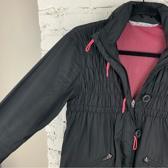 Athleta Black Shock Cord Smocked Anorak Long Jacket XS - Picture 3 of 12